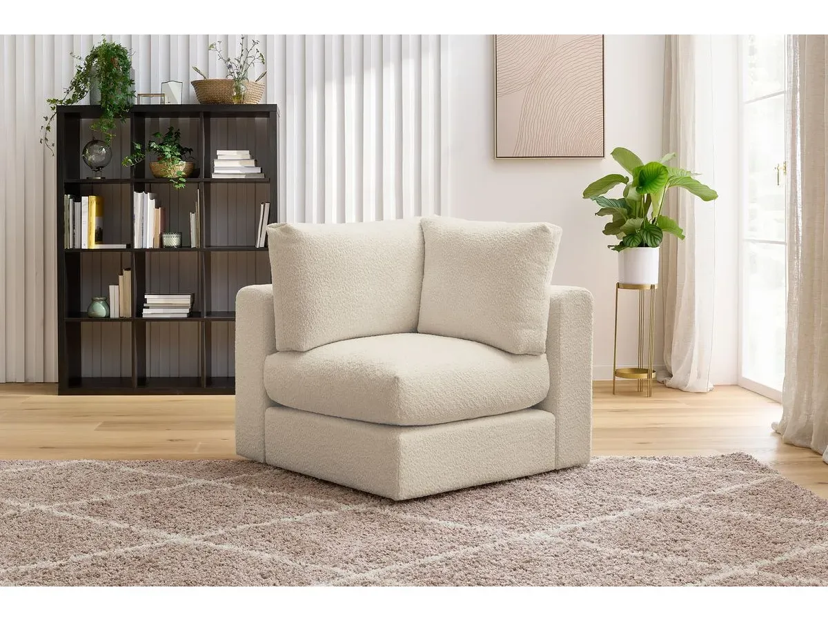 Angle pour canapé modulable PARIS tissu bouclette beige   BOBOCHIC 1 places