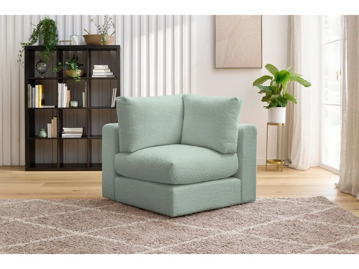 Angle pour canapé modulable PARIS tissu bouclette vert   BOBOCHIC 1 places