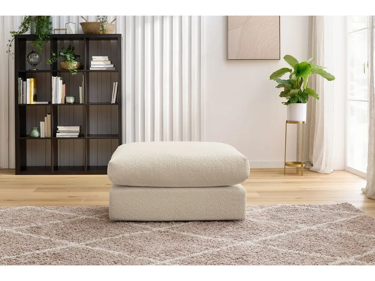 Pouf ultra moelleux PARIS tissu bouclette beige   BOBOCHIC