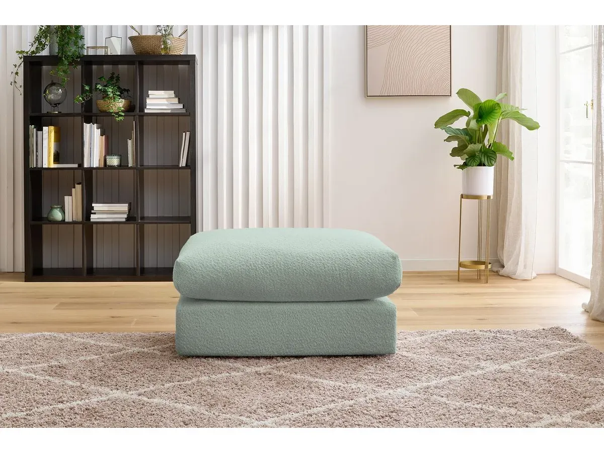 Pouf ultra moelleux PARIS tissu bouclette vert   BOBOCHIC