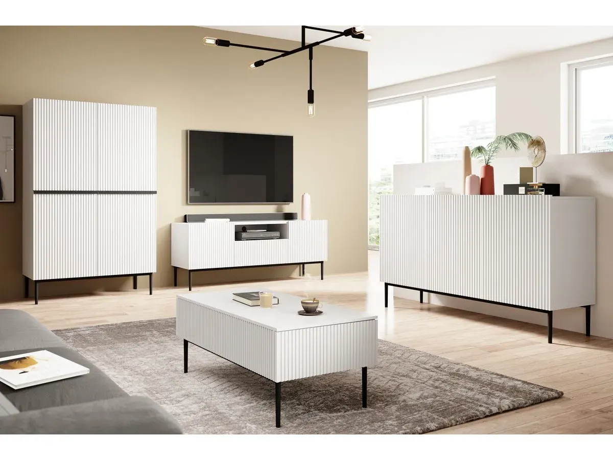 Buffet haut 2 portes 100 cm KASHA Pieds noir blanc   BOBOCHIC