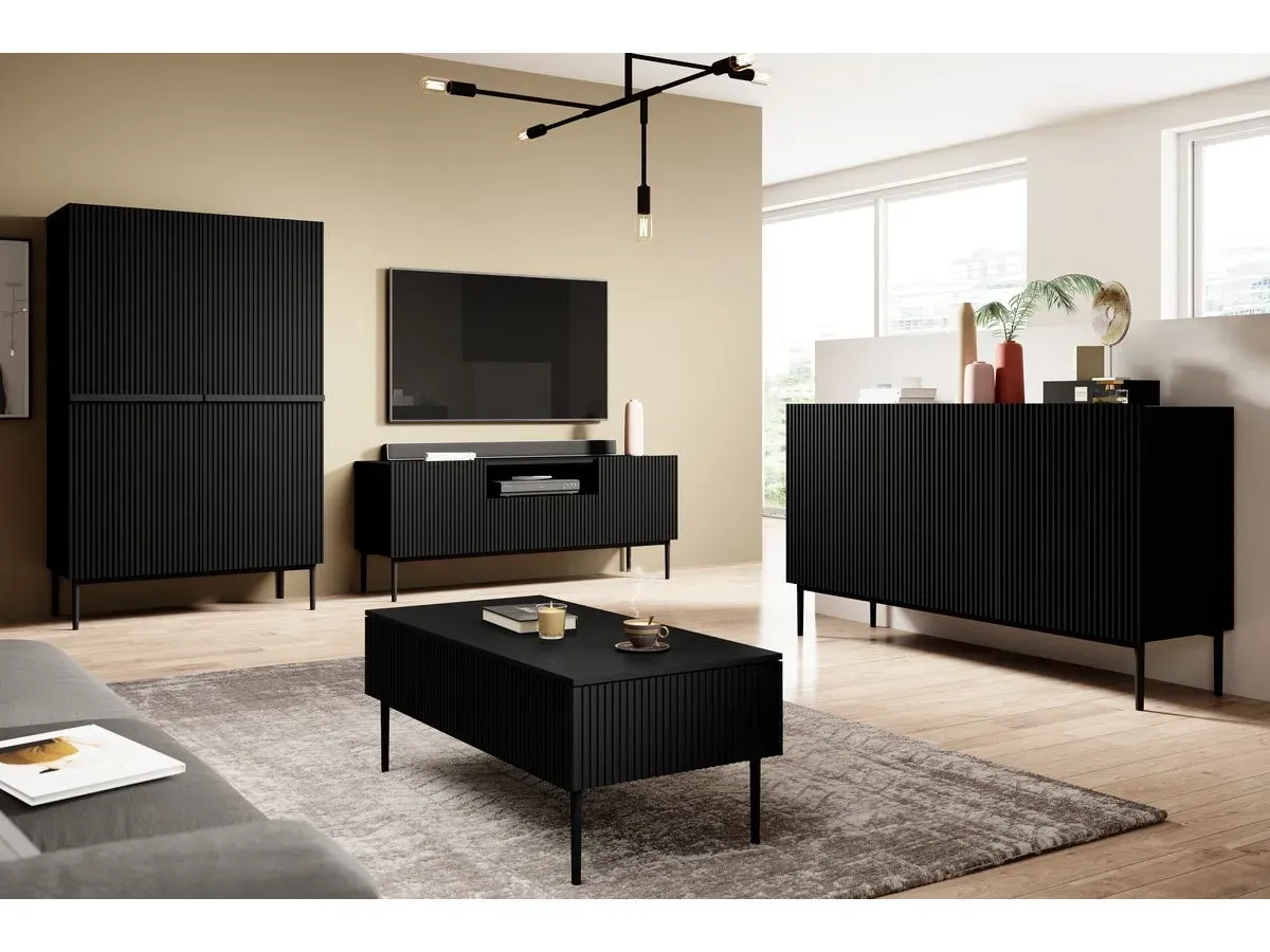 Buffet haut 2 portes 100 cm KASHA Pieds noir noir   BOBOCHIC