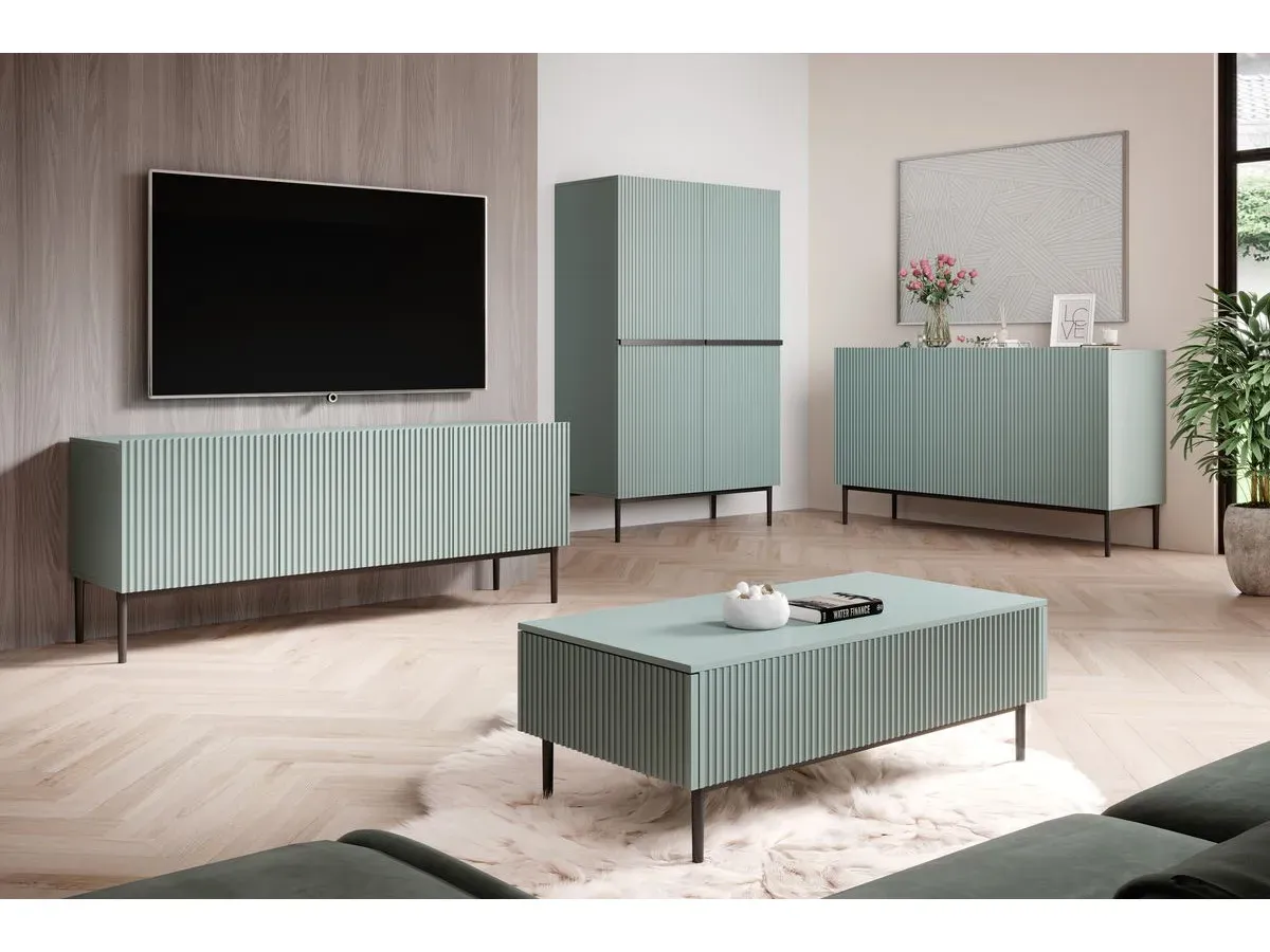 Buffet haut 2 portes 100 cm KASHA Pieds noir bleu clair   BOBOCHIC