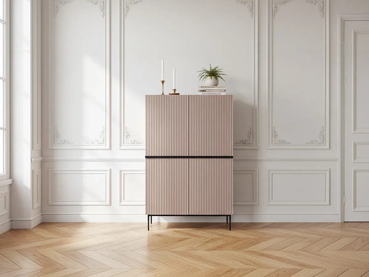 Buffet haut 2 portes 100 cm KASHA Pieds noir rose   BOBOCHIC