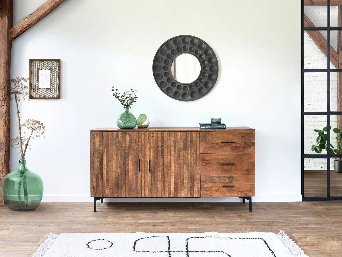 Buffet 2 portes 160 cm BALTHAZAR Bois massif de manguier    BOBOCHIC