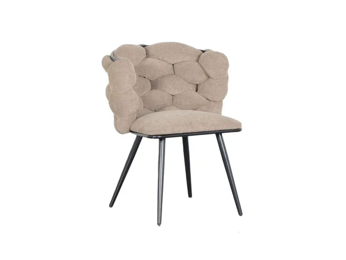 Lot de 2 chaises CHLOE Tissu texturé marron clair   BOBOCHIC