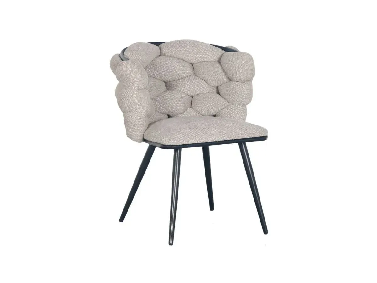 Lot de 2 chaises CHLOE Tissu texturé beige   BOBOCHIC
