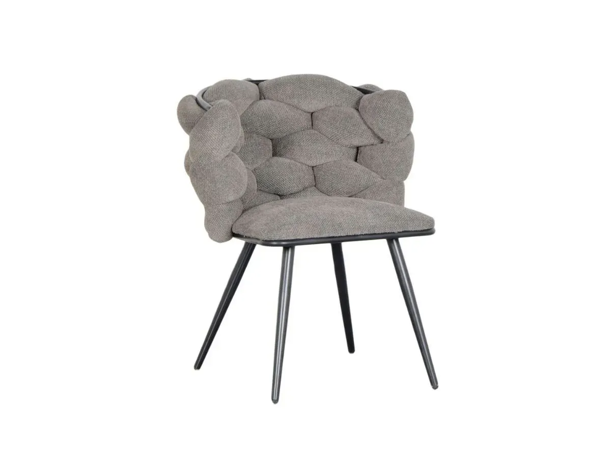 Lot de 2 chaises CHLOE Tissu texturé gris foncé   BOBOCHIC