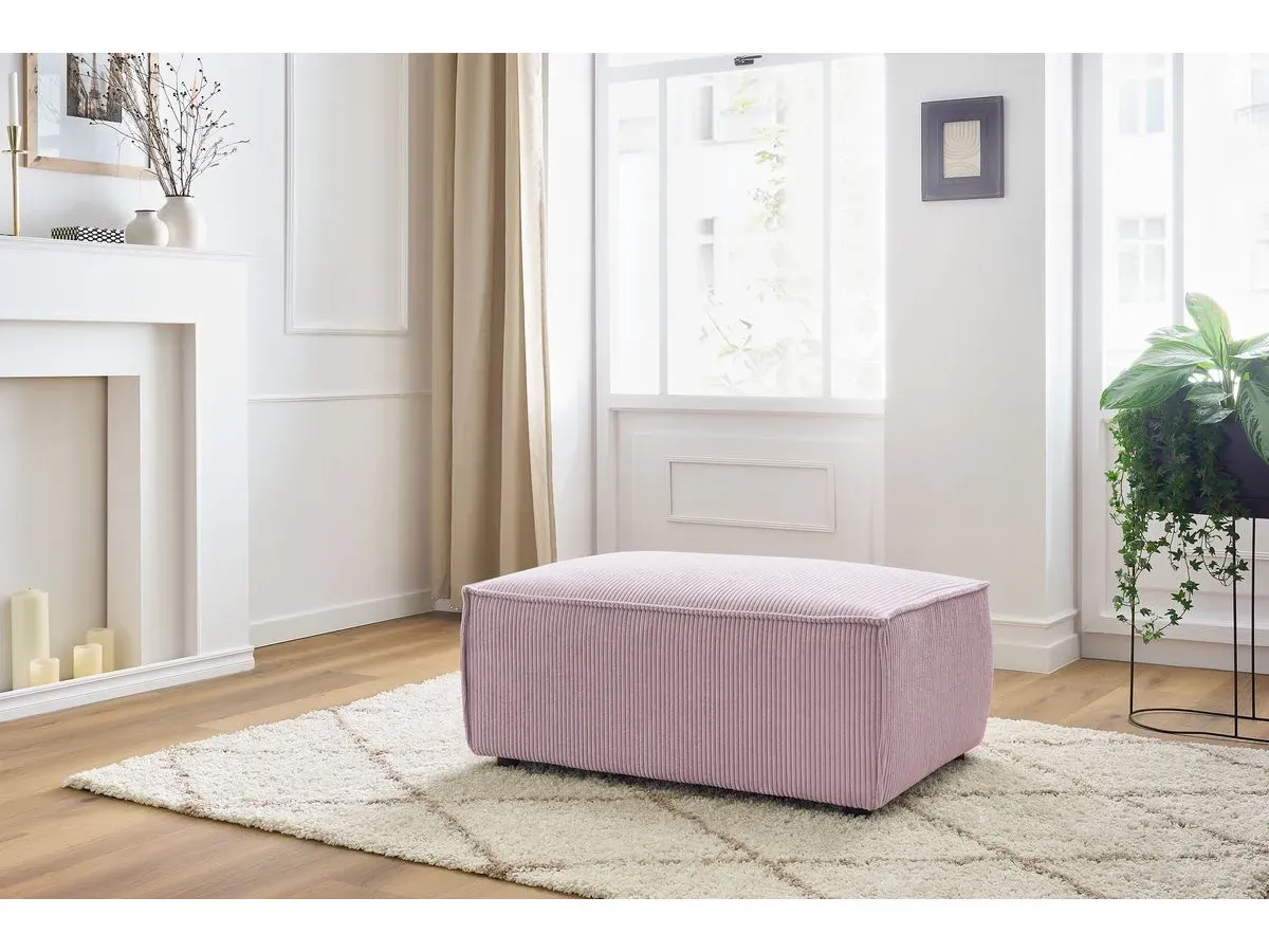 Pouf compact NIHAD velours côtelé violet   BOBOCHIC