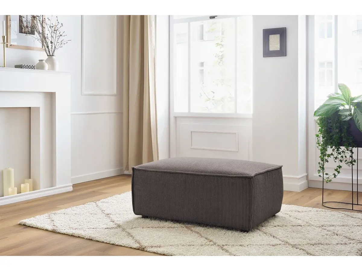 Pouf compact NIHAD velours côtelé taupe   BOBOCHIC