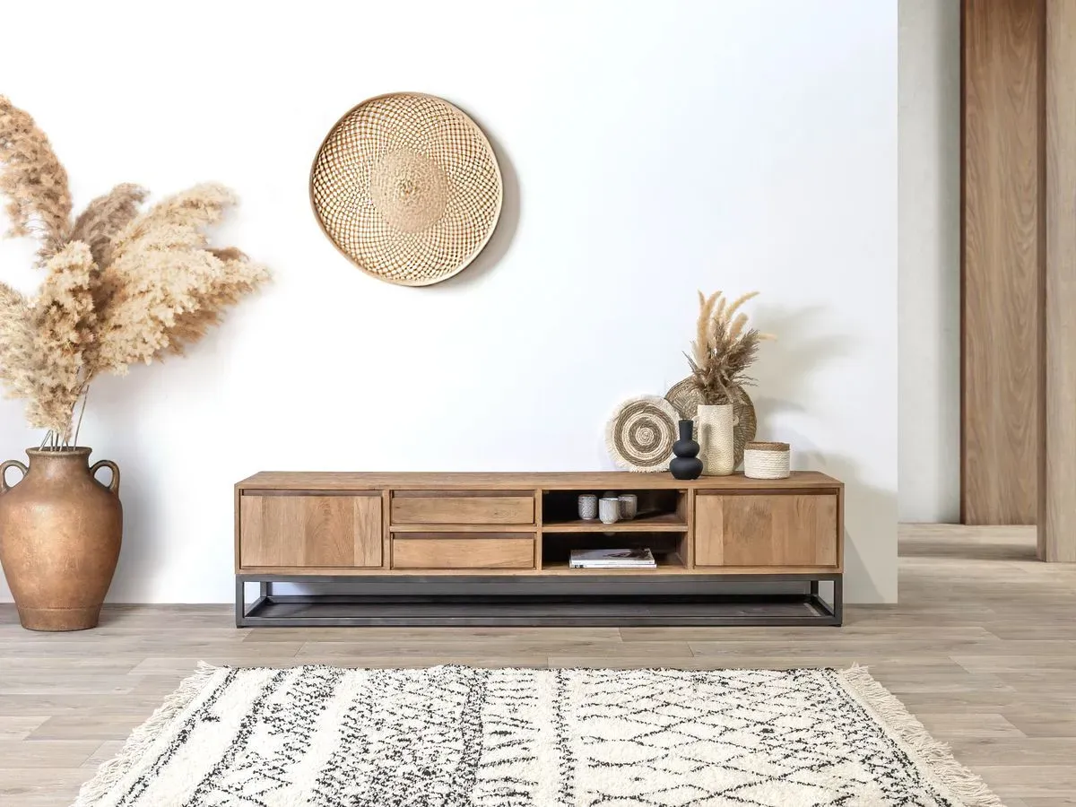 Meuble TV 200 cm BERGERAC Bois massif de manguier    BOBOCHIC