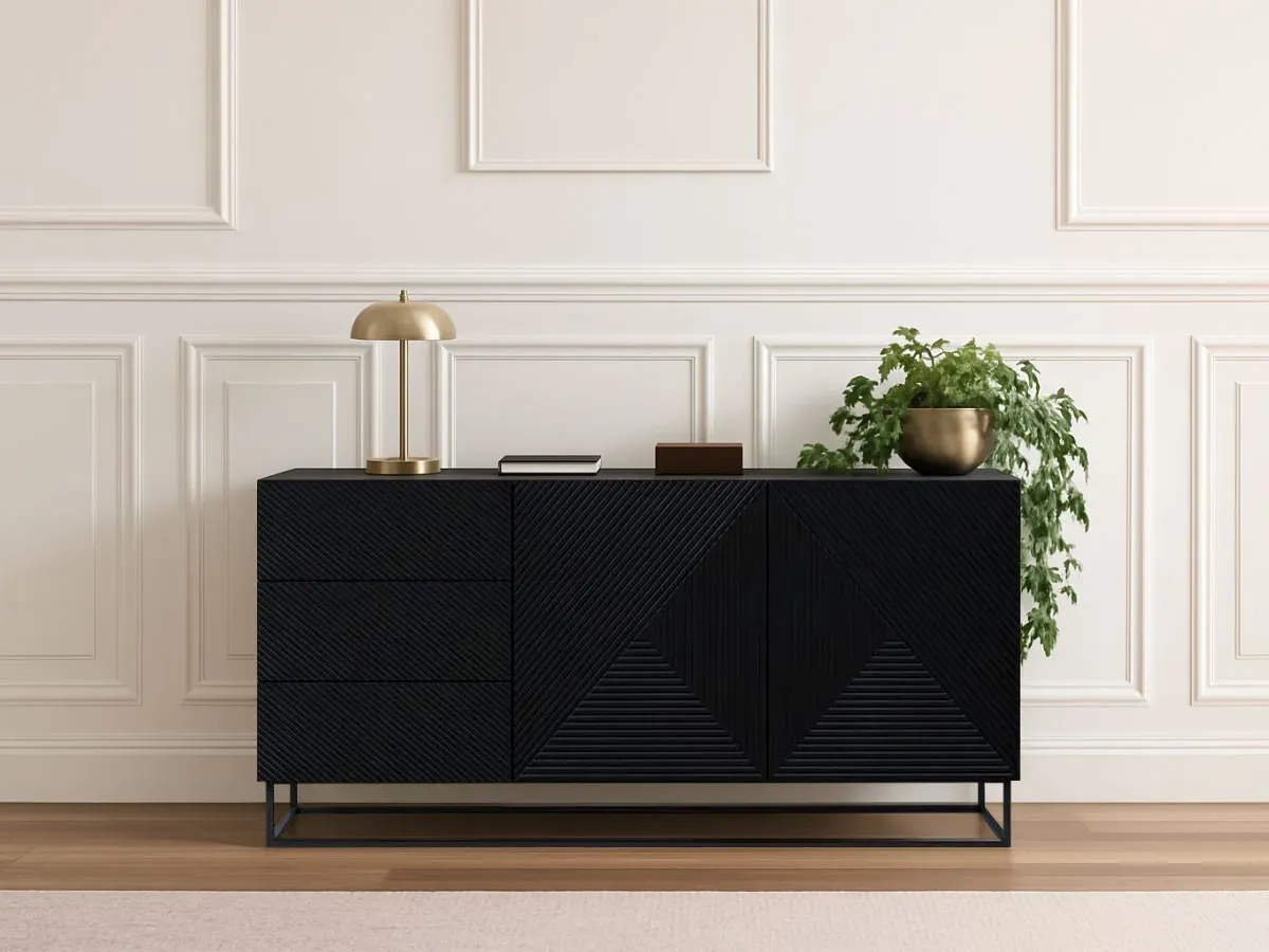 Buffet 2 portes 167 cm ALICE pieds en métal noir   BOBOCHIC