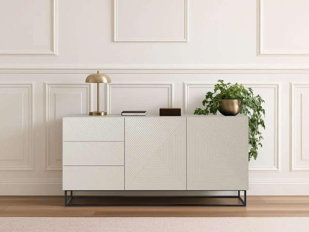 Buffet 2 portes 167 cm ALICE pieds en métal beige   BOBOCHIC