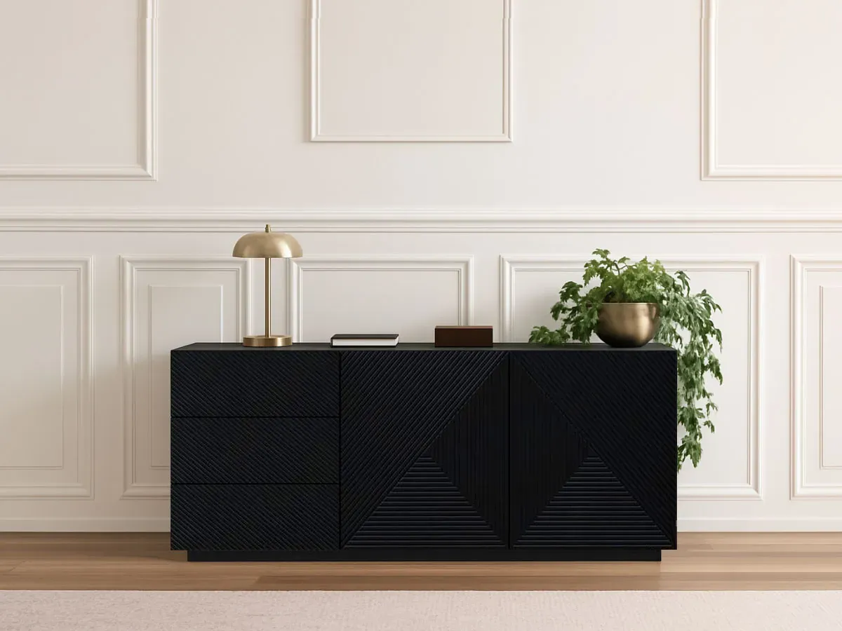 Buffet 2 portes 167 cm ALICE noir   BOBOCHIC