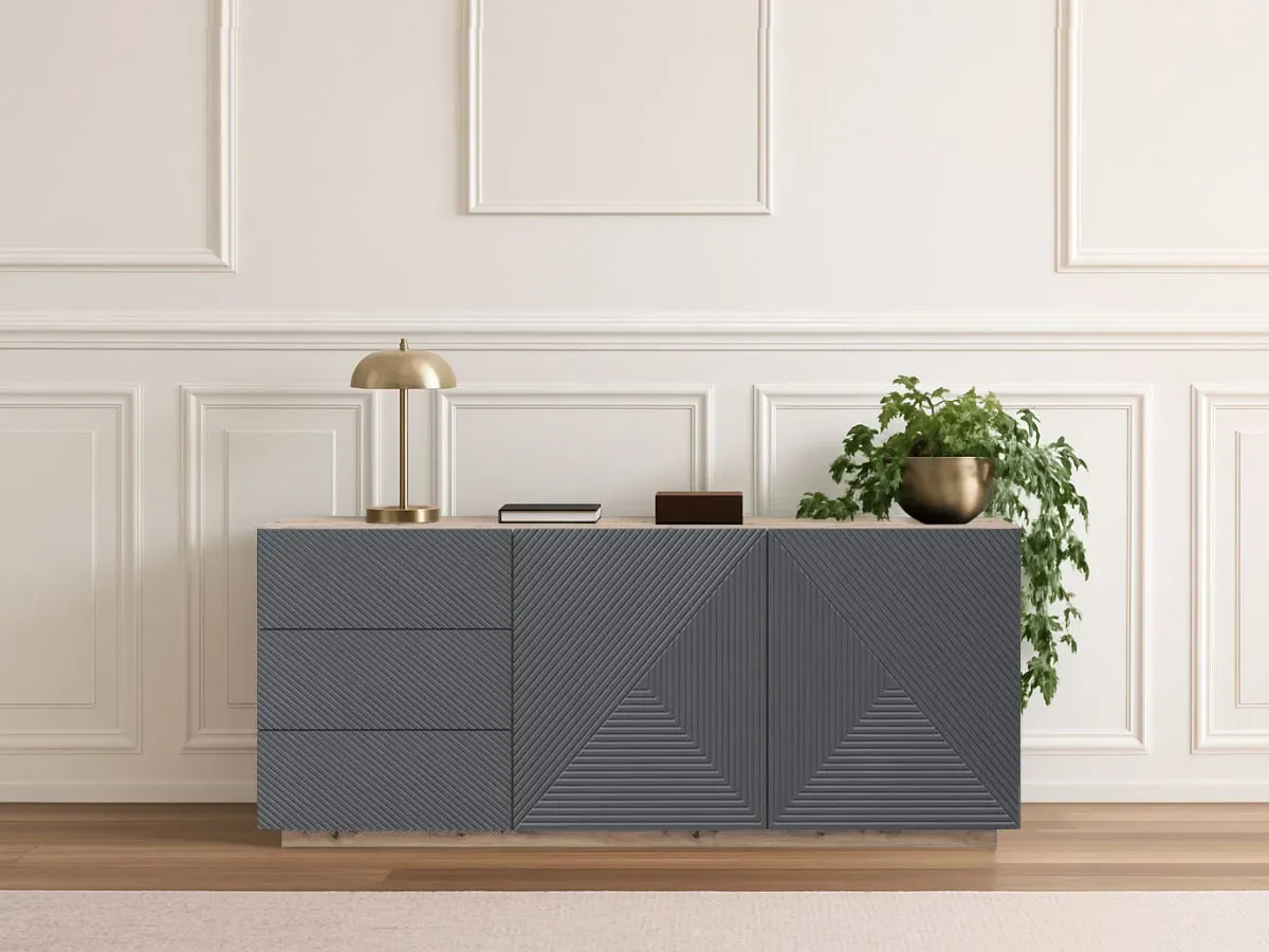 Buffet 2 portes 167 cm ALICE gris foncé   BOBOCHIC