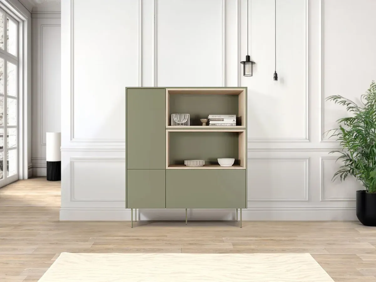 Buffet haut 2 portes 120 cm ATLAS avec niches vert   BOBOCHIC