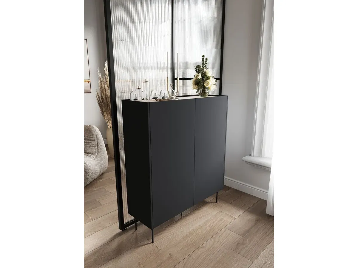 Buffet haut 2 portes 120 cm ATLAS noir   BOBOCHIC