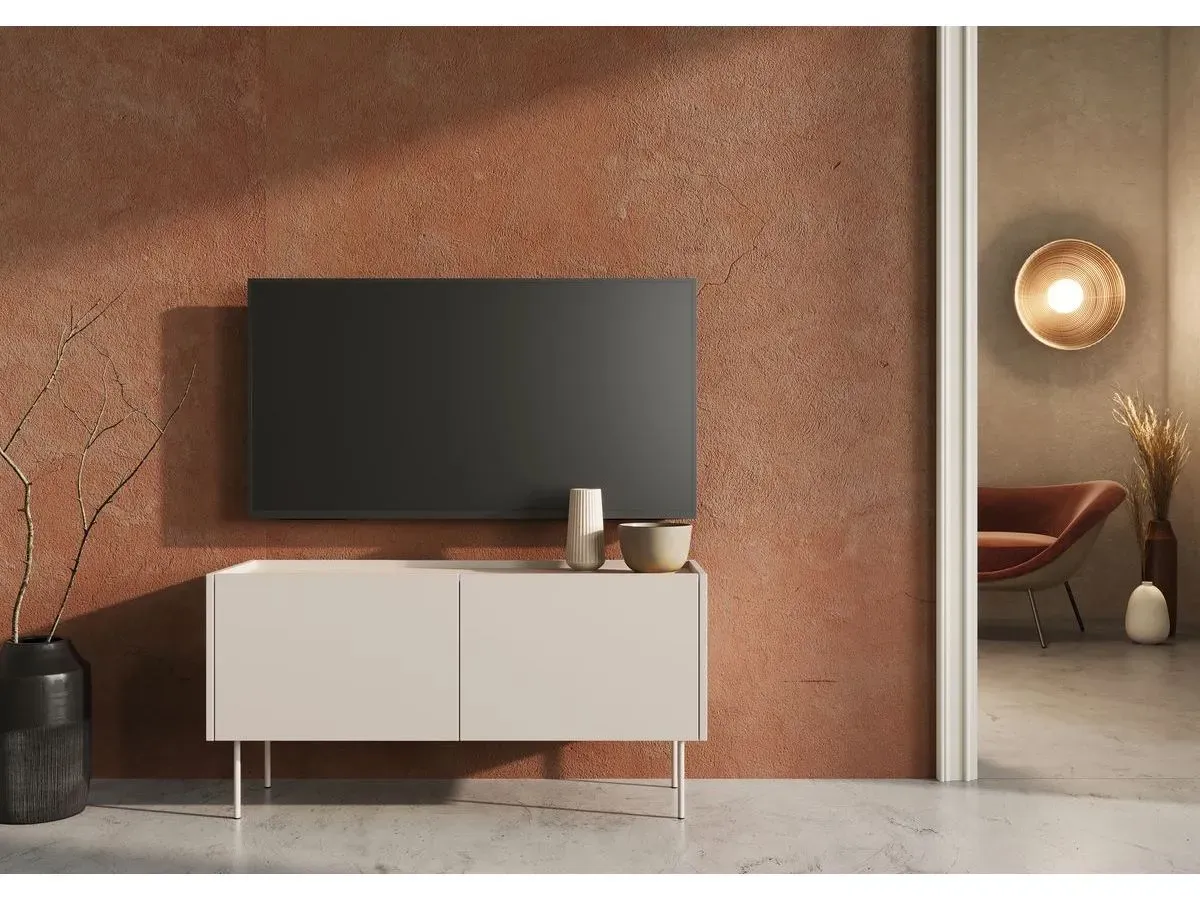 Meuble TV 2 portes 120 cm ATLAS beige   BOBOCHIC