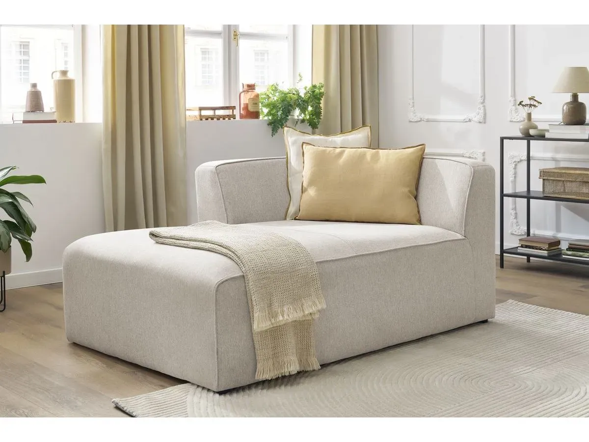 Méridienne pour canapé modulable MEGEVE tissu chiné beige  angle gauche BOBOCHIC 1 places