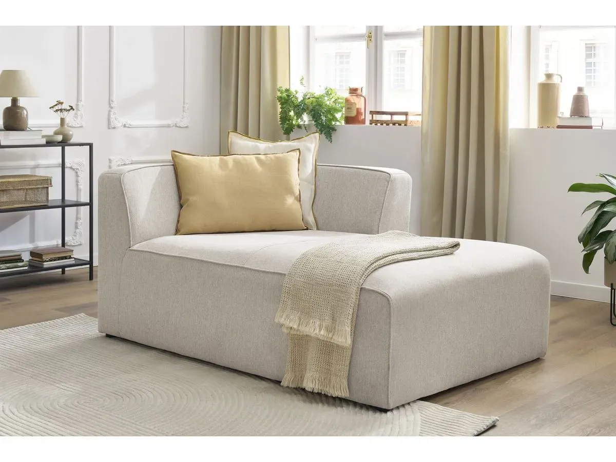 Méridienne pour canapé modulable MEGEVE tissu chiné beige  angle droit BOBOCHIC 1 places