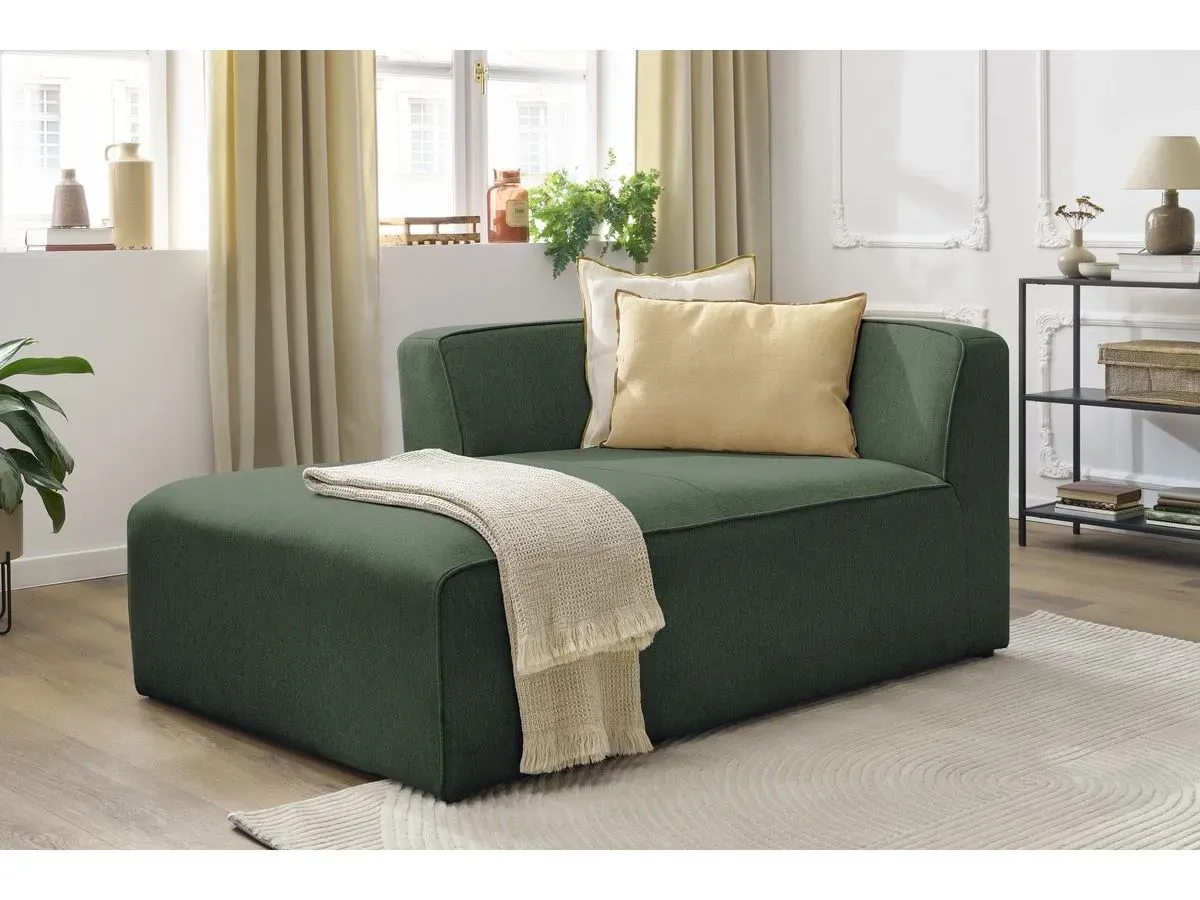 Méridienne pour canapé modulable MEGEVE tissu chiné vert  angle gauche BOBOCHIC 1 places