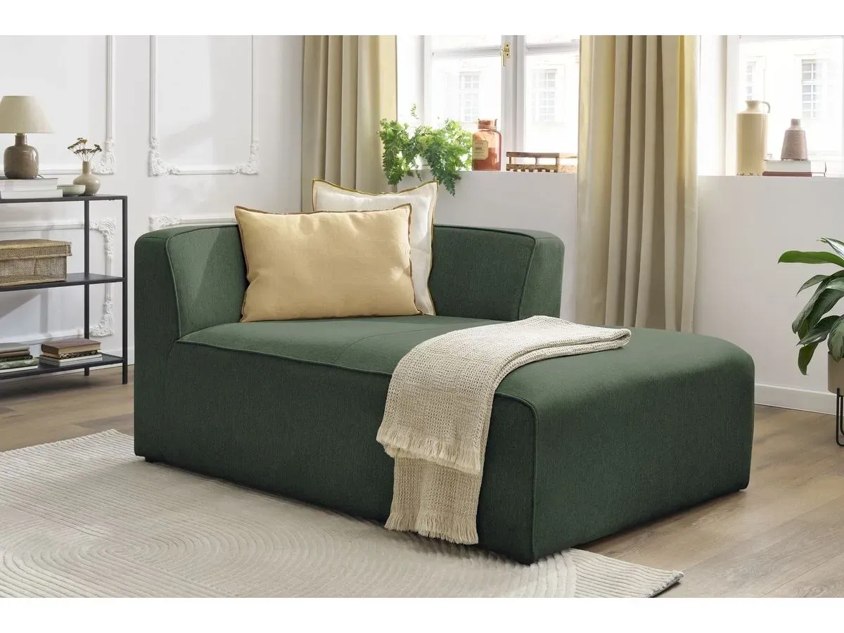 Méridienne pour canapé modulable MEGEVE tissu chiné vert  angle droit BOBOCHIC 1 places