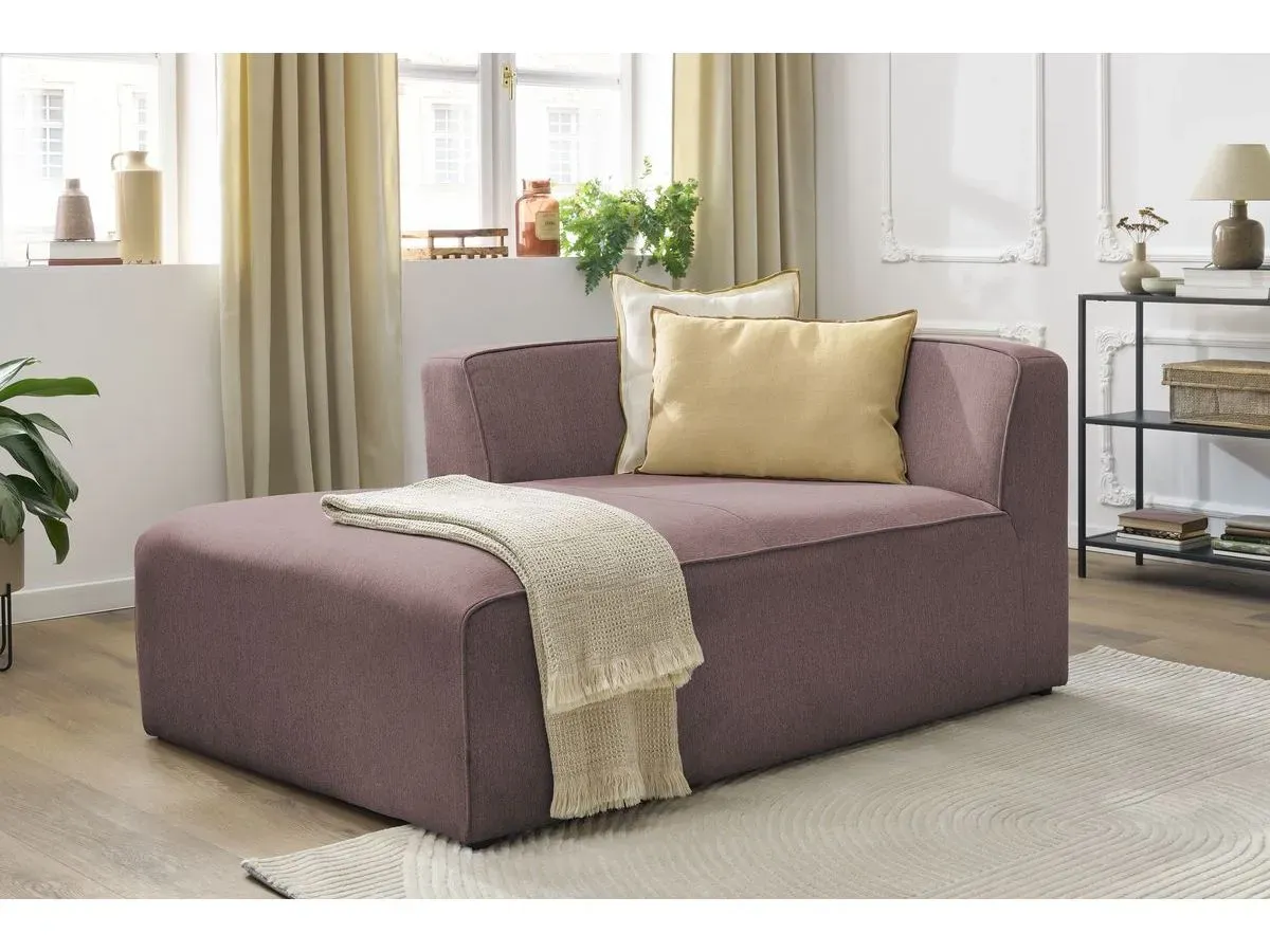 Méridienne pour canapé modulable MEGEVE tissu chiné rose  angle gauche BOBOCHIC 1 places