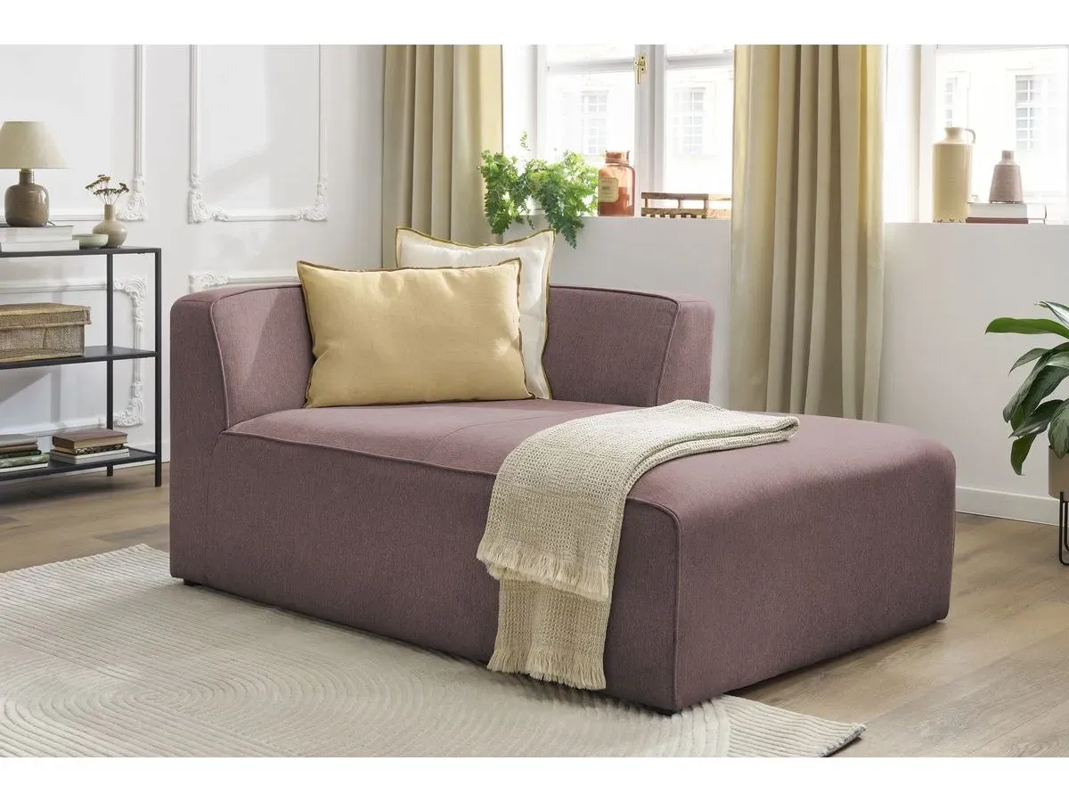 Méridienne pour canapé modulable MEGEVE tissu chiné rose  angle droit BOBOCHIC 1 places