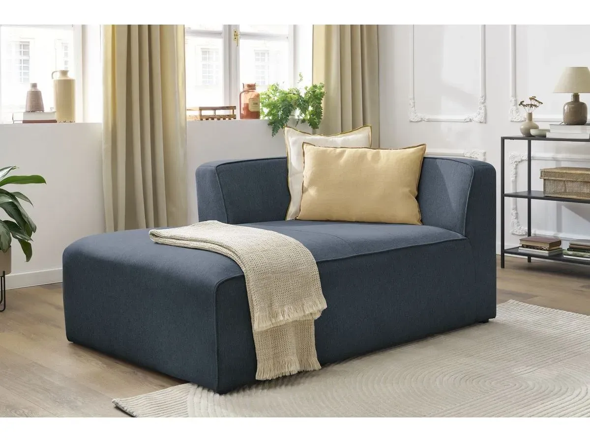 Méridienne pour canapé modulable MEGEVE tissu chiné bleu foncé  angle gauche BOBOCHIC 1 places