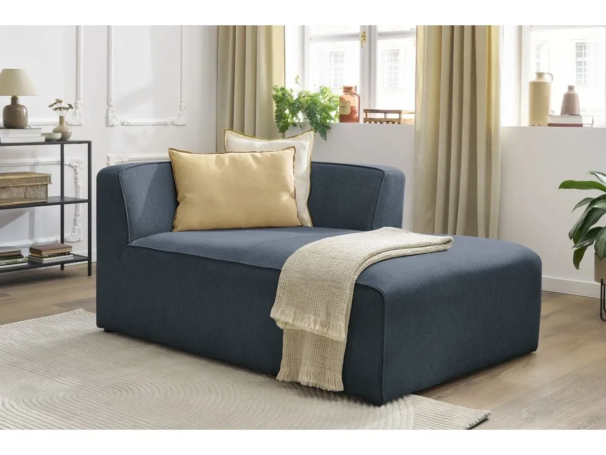 Méridienne pour canapé modulable MEGEVE tissu chiné bleu foncé  angle droit BOBOCHIC 1 places
