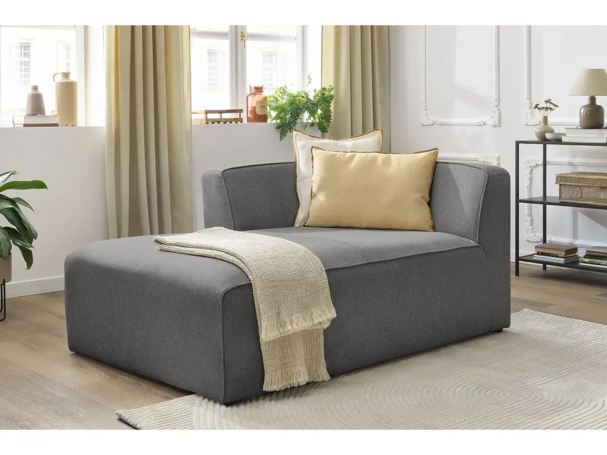 Méridienne pour canapé modulable MEGEVE tissu chiné gris foncé  angle gauche BOBOCHIC 1 places