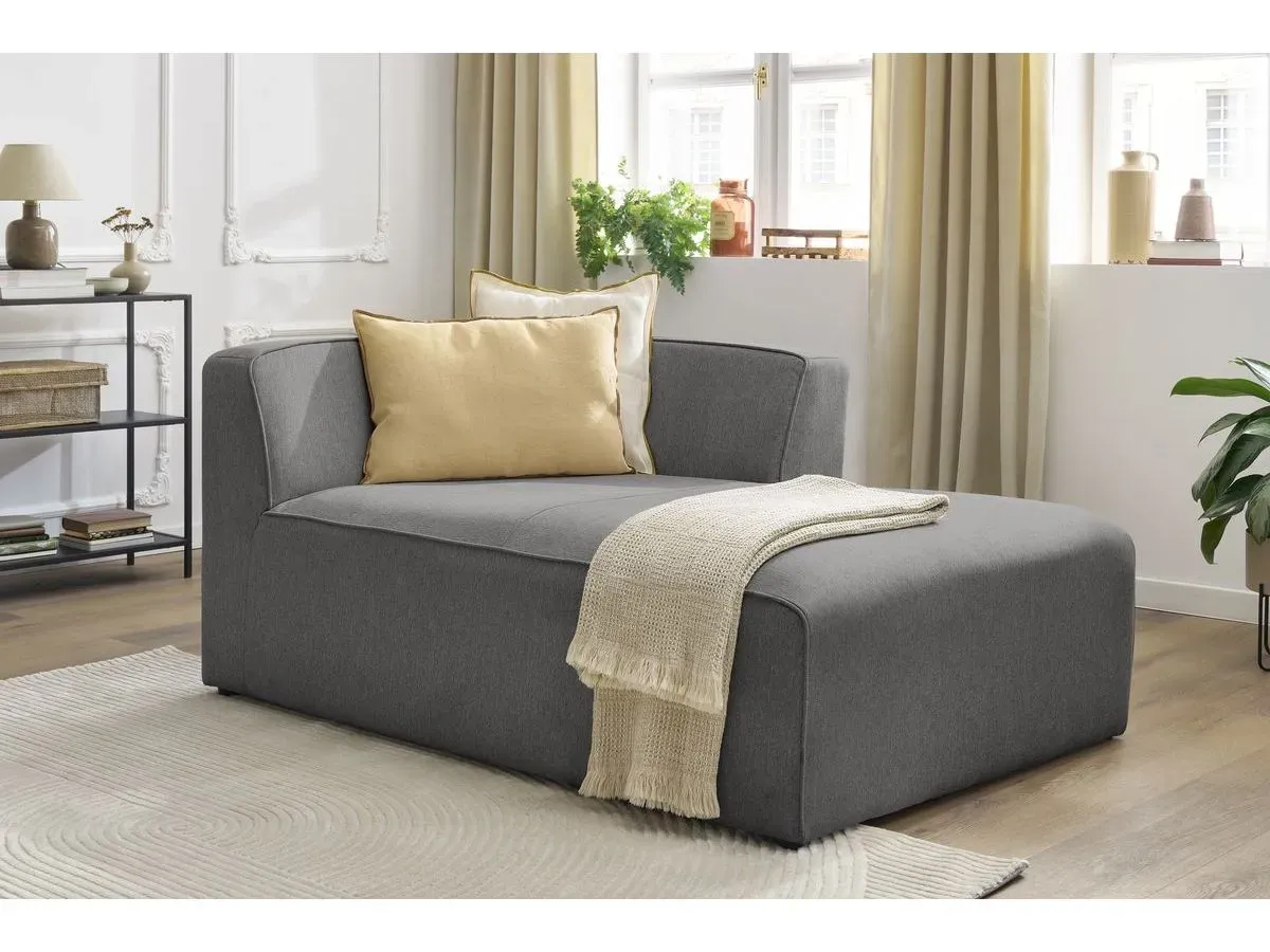 Méridienne pour canapé modulable MEGEVE tissu chiné gris foncé  angle droit BOBOCHIC 1 places