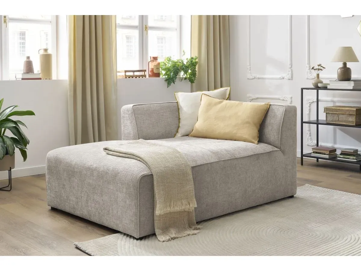 Méridienne pour canapé modulable MEGEVE tissu texturé beige  angle gauche BOBOCHIC 1 places