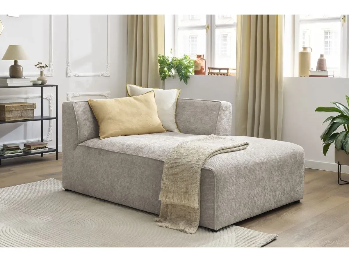 Méridienne pour canapé modulable MEGEVE tissu texturé beige  angle droit BOBOCHIC 1 places