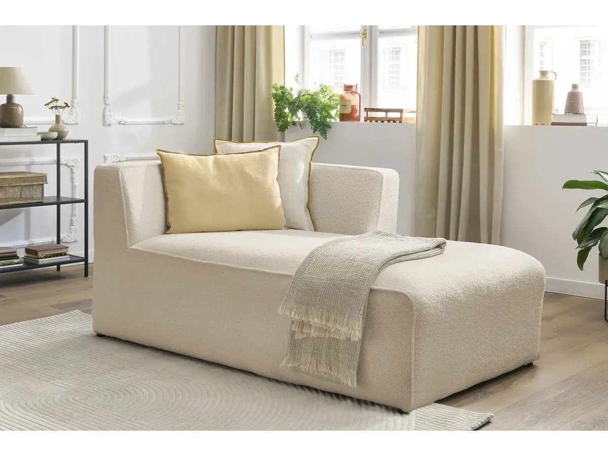 Méridienne pour canapé modulable MEGEVE tissu bouclette beige  angle droit BOBOCHIC 1 places