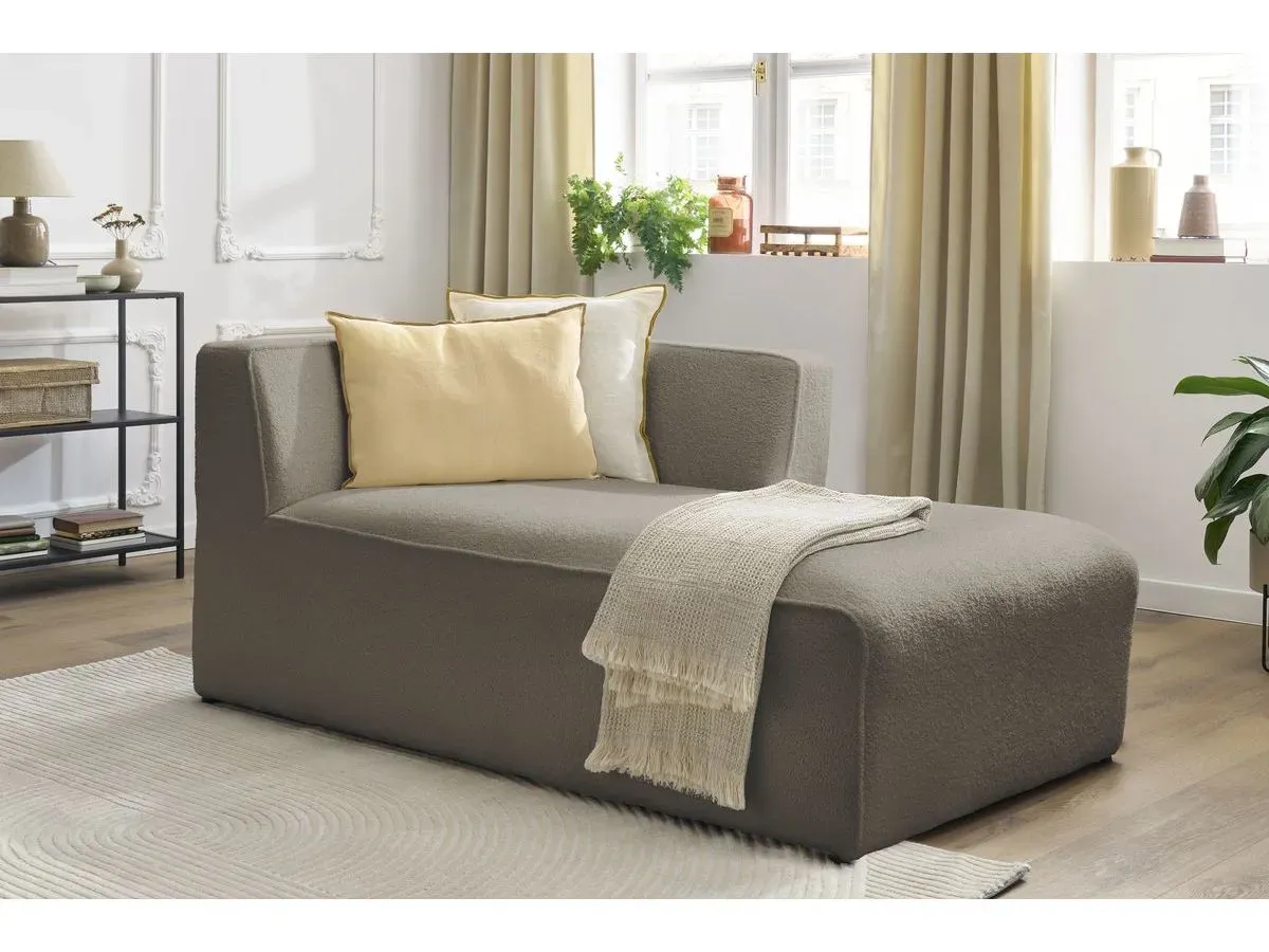 Méridienne pour canapé modulable MEGEVE tissu bouclette marron  angle droit BOBOCHIC 1 places