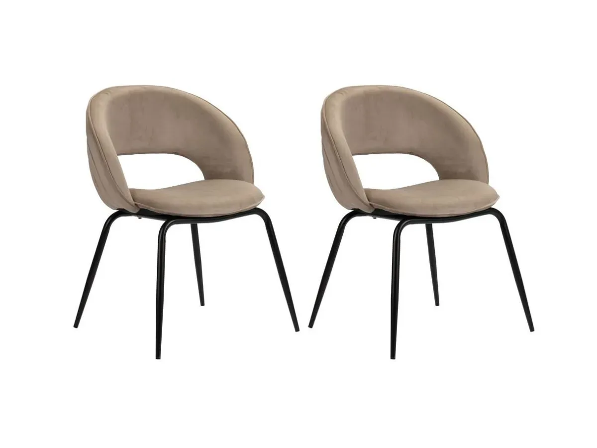 Lot de 2 chaises DOMI tissu velours marron clair   BOBOCHIC