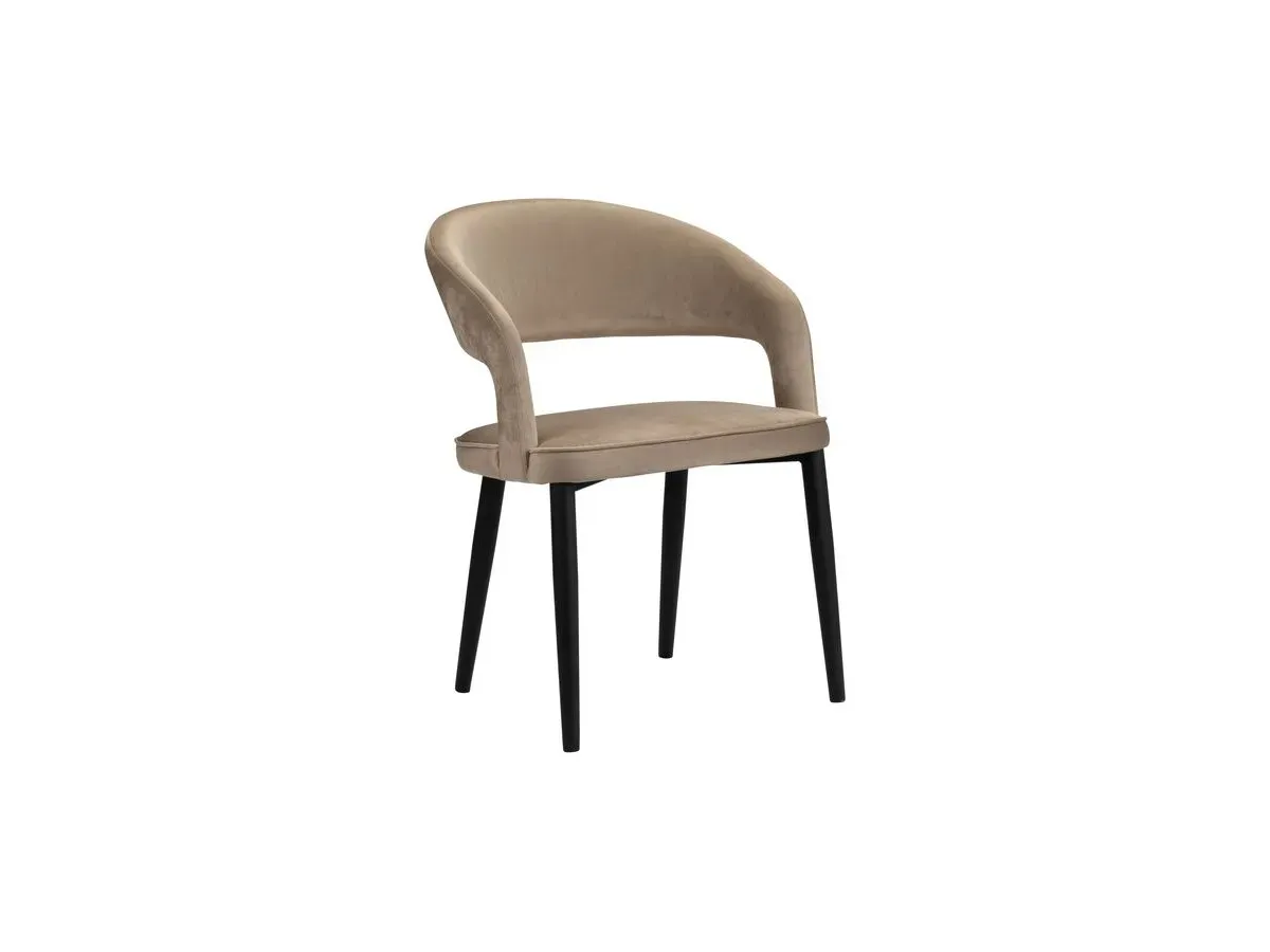 Lot de 2 chaises LOUIS tissu velours marron clair   BOBOCHIC