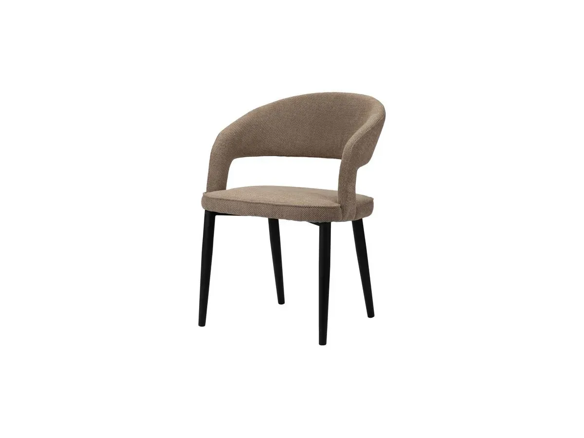 Lot de 2 chaises LOUIS tissu texturé marron clair   BOBOCHIC