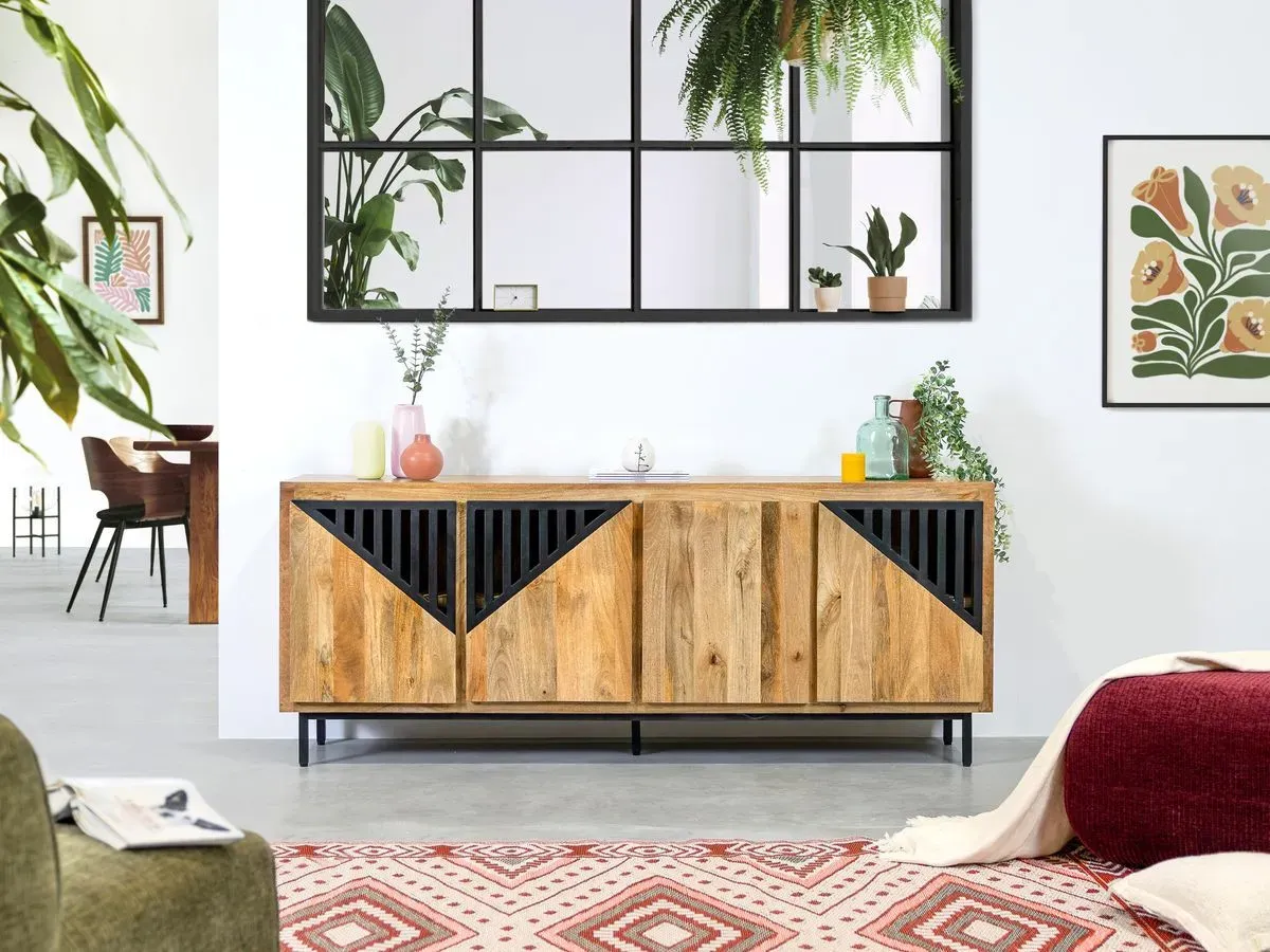 Buffet 4 portes 200 cm BILBAO bois massif de manguier    BOBOCHIC