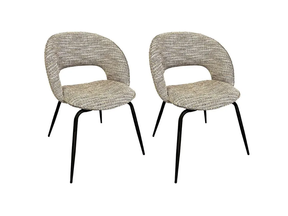 Lot de 2 chaises DOMI tissu chiné    BOBOCHIC