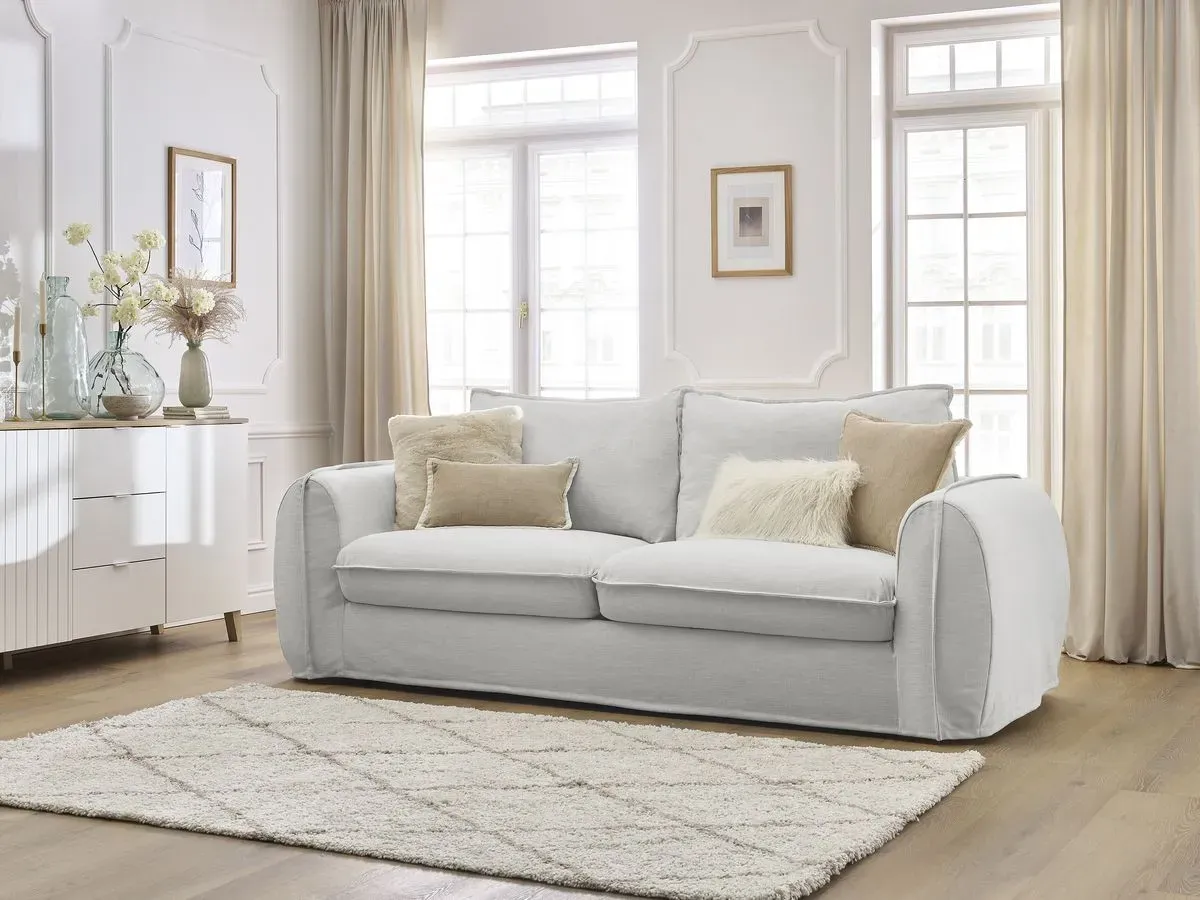 Canapé droit convertible ARCHIMEDE ouverture express déhoussable gris clair 160x194  BOBOCHIC 3 places