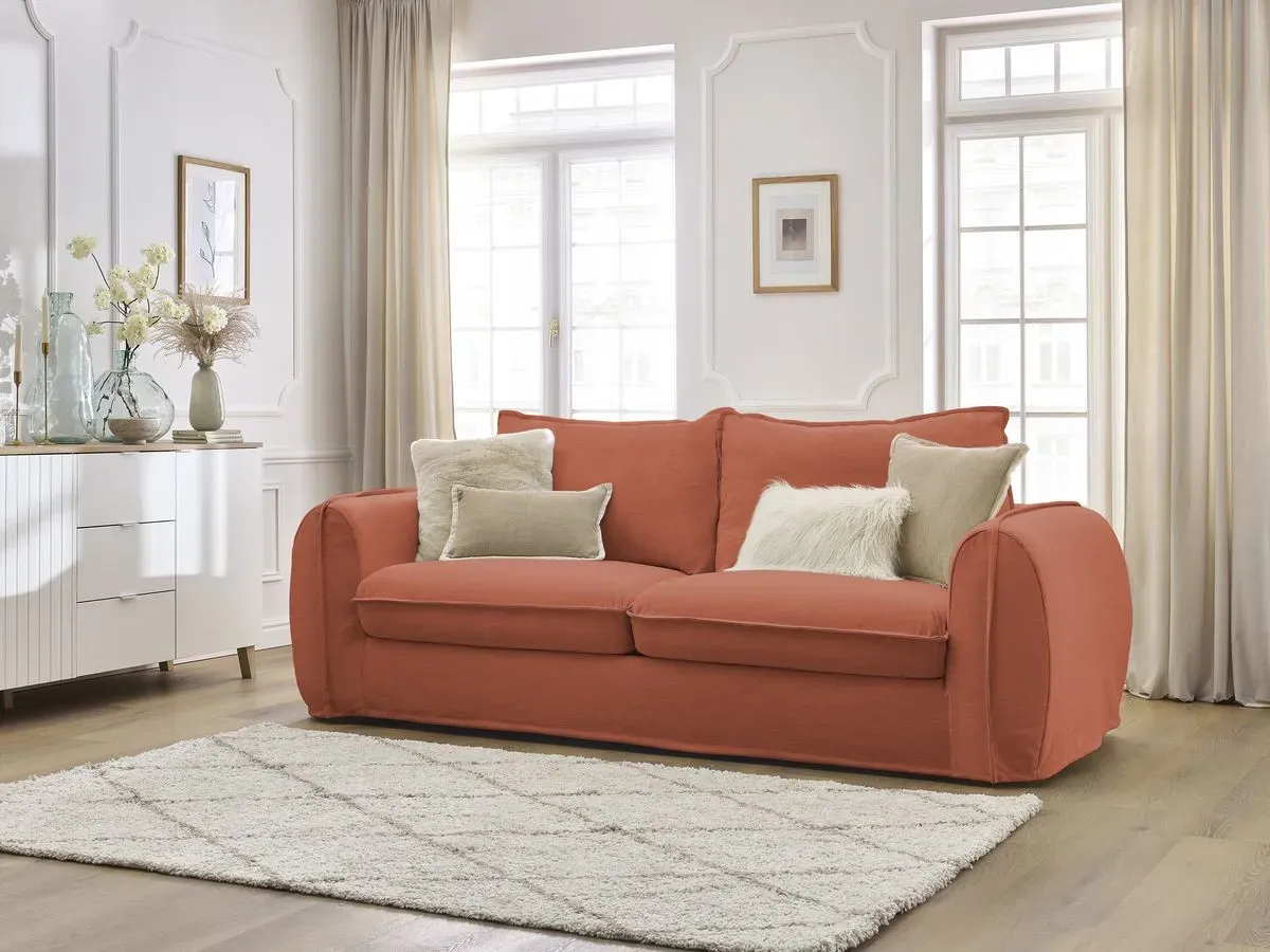 Canapé droit convertible ARCHIMEDE ouverture express déhoussable orange 160x194  BOBOCHIC 3 places