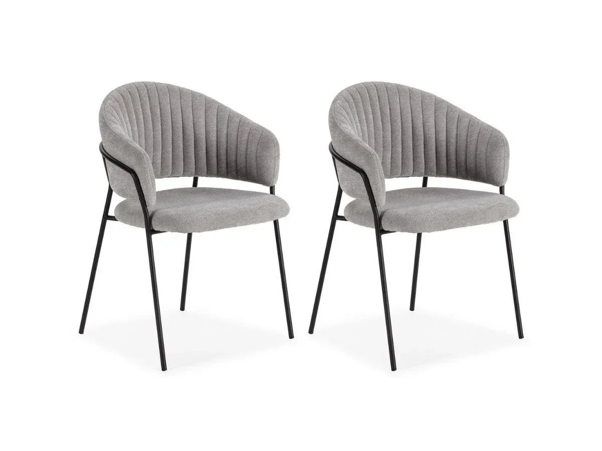 Lot de 2 chaises LOU tissu texturé gris clair   BOBOCHIC