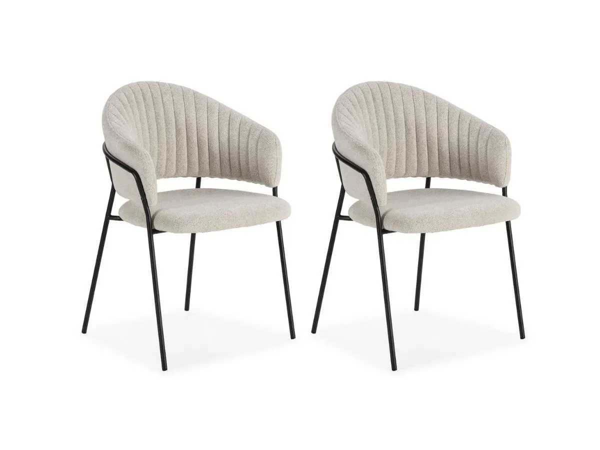 Lot de 2 chaises LOU tissu texturé beige   BOBOCHIC