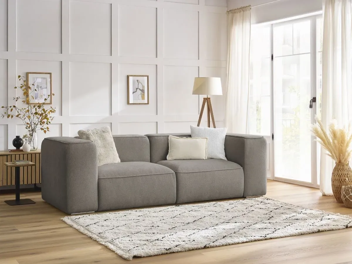 Canapé droit fixe 2 places ZEPHYR taupe   BOBOCHIC