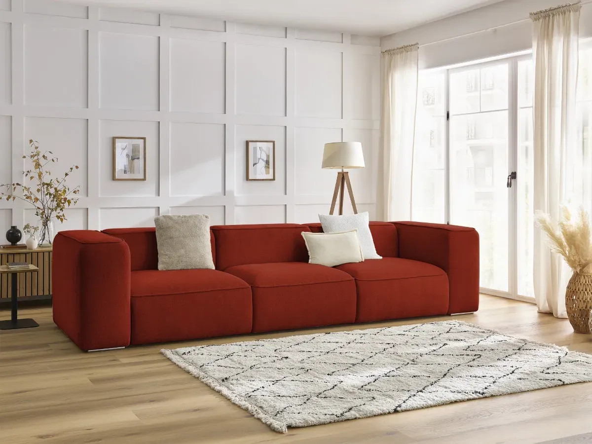 Canapé droit fixe 3 places ZEPHYR orange   BOBOCHIC