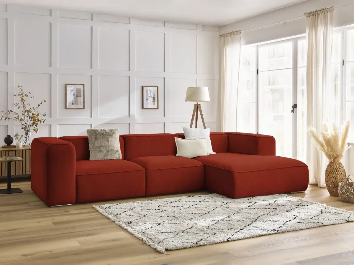 Canapé d'angle fixe ZEPHYR orange  angle droit BOBOCHIC 4 places