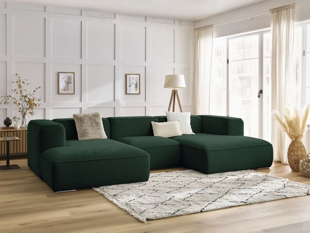 Canapé panoramique fixe ZEPHYR vert   BOBOCHIC 4 places