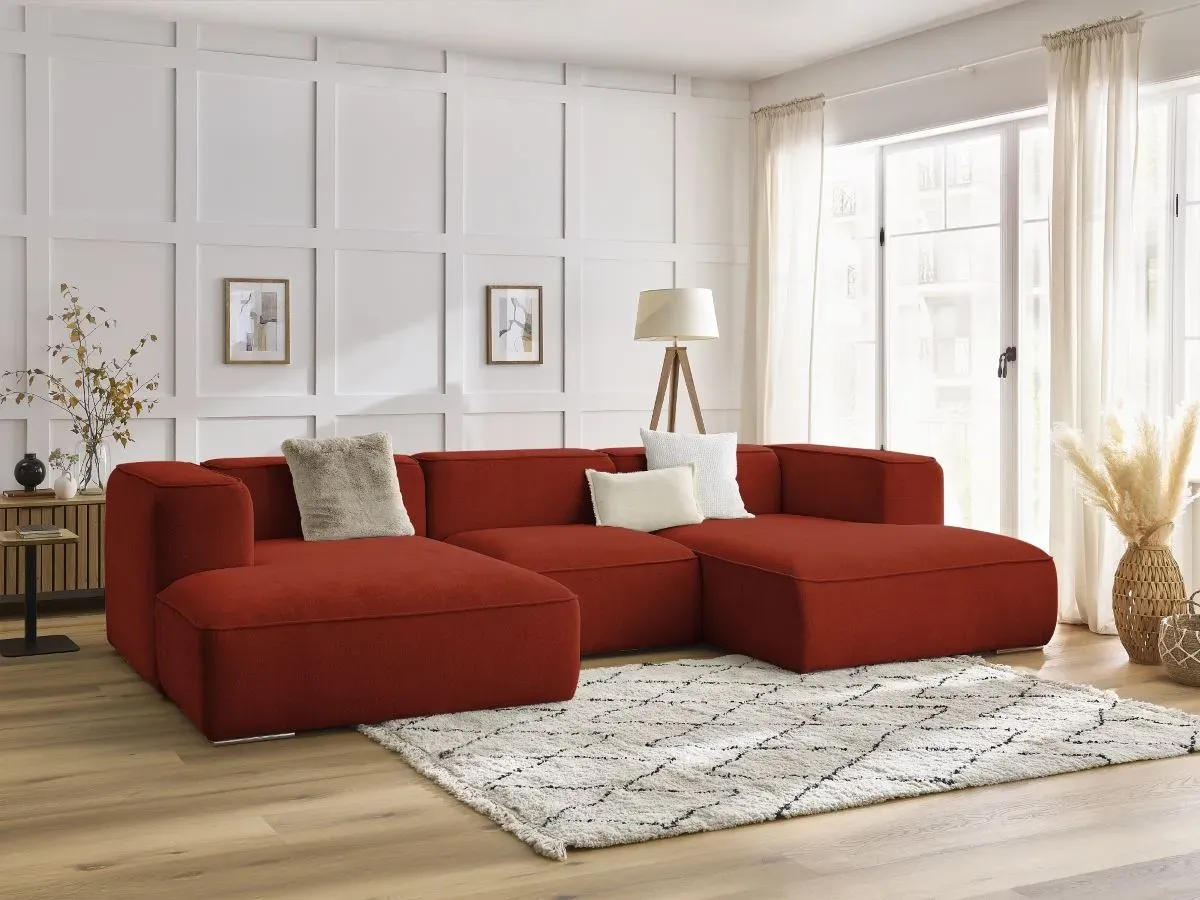 Canapé panoramique fixe ZEPHYR orange   BOBOCHIC 4 places